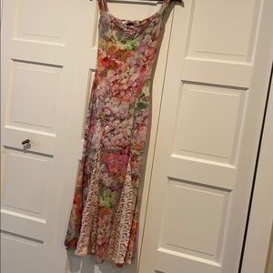 SKY stretch floral and lace maxi dress